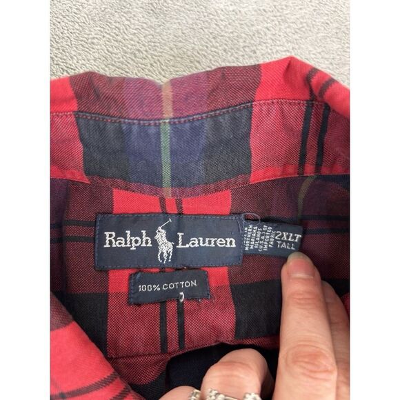 Ralph Lauren Long Sleeve Plaid Button Down Shirt Men's 2XLT Red - Picture 4 of 8